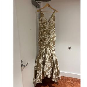 New JS Collection Gold Embroidered Gown Size 6